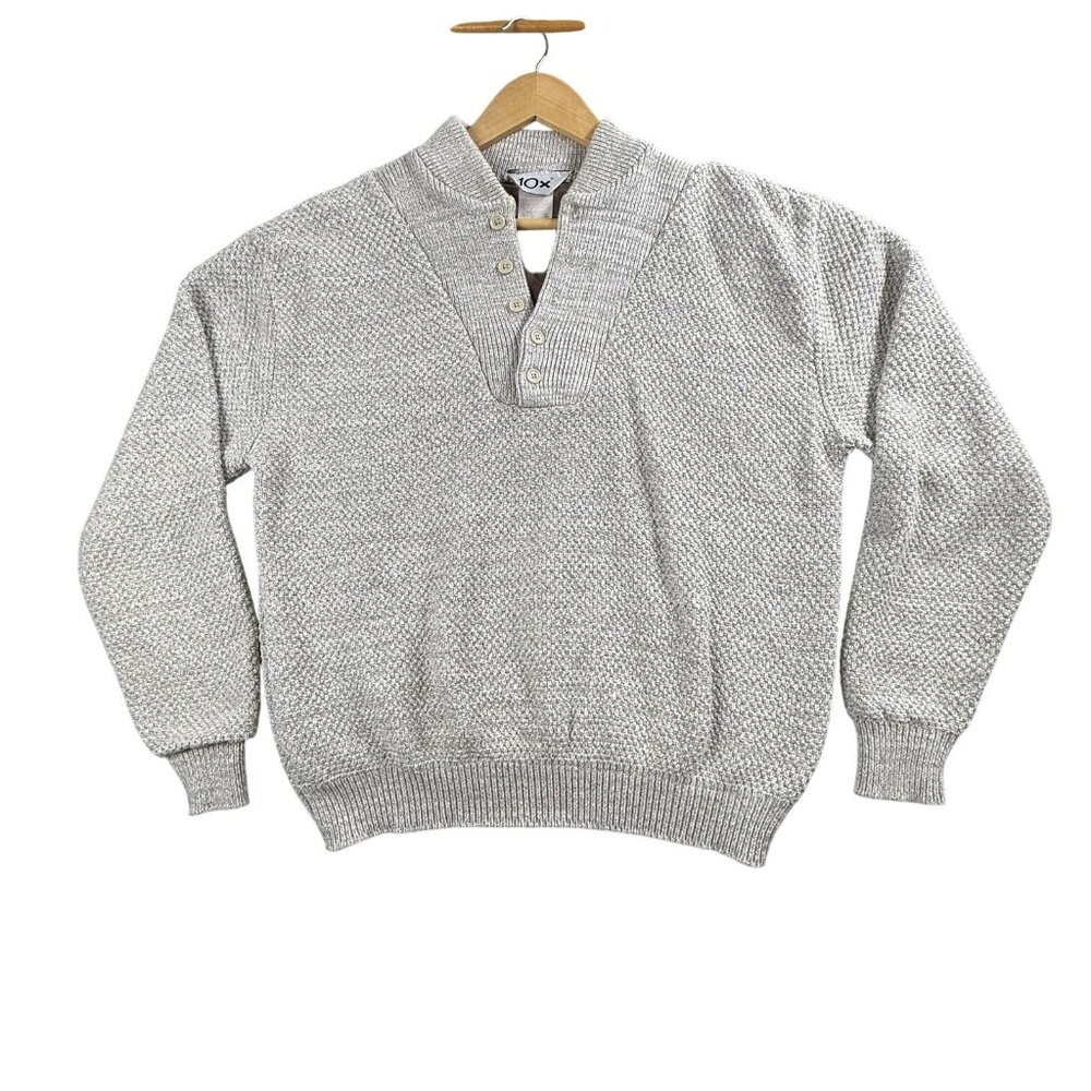 Vintage 10X Sweater Mens Medium Button Pullover Heavyweight Knit USA Made 90s